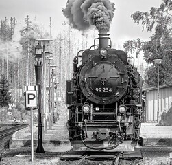 
old historical steam locomotive of the Brockenbahn