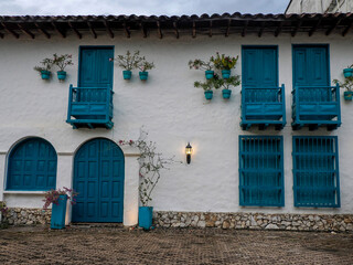 Doradal colombian santorini pictoresque village white and blue house greek greece style in Colombia