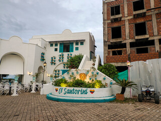 Doradal colombian santorini pictoresque village white and blue house greek greece style in Colombia