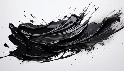 Abstract black in splash, paint, brush strokes, stain grunge isolated on white background. Generated image