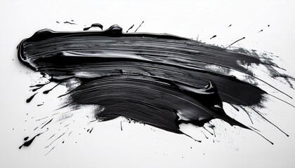Abstract black in splash, paint, brush strokes, stain grunge isolated on white background. Generated image
