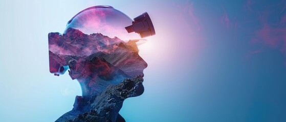 Mine coal industry, miner engineering project devotion with double exposure design. Blue color background with sunlight, mining industrial