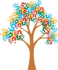 Tree Shape Hand Prints Leaves