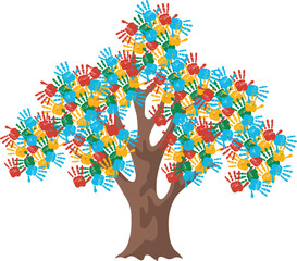 Tree Shape Hand Prints Leaves