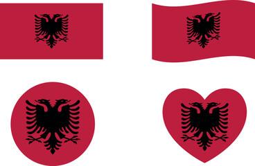 Flag of albania. Set of flags. Vector Collection of flag