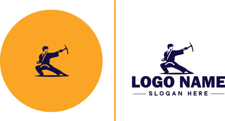 Martial arts school icon Dojo Martial arts academy Karate school flat logo sign symbol editable vector