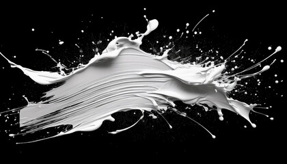 Abstract black in splash, paint, brush strokes, stain grunge isolated on white background. Generated image