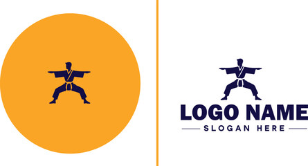 Martial arts school icon Dojo Martial arts academy Karate school flat logo sign symbol editable vector