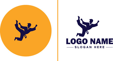 Martial arts school icon Dojo Martial arts academy Karate school flat logo sign symbol editable vector