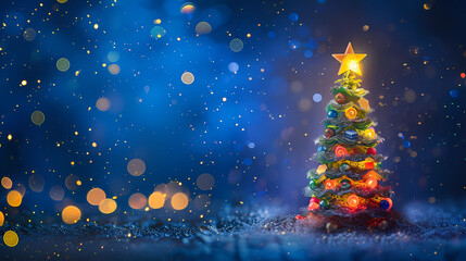 Christmas card design with christmas tree, generated ai