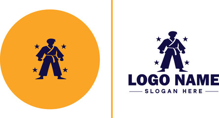 Obraz premium Martial arts school icon Dojo Martial arts academy Karate school flat logo sign symbol editable vector