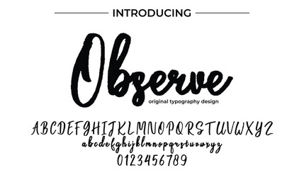 Observe Font Stylish brush painted an uppercase vector letters, alphabet, typeface