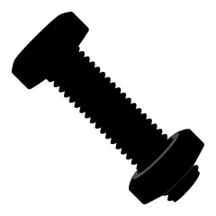 Set of bolt and hex nut isolated on white background. Realistic 3d stainless steel bolt and nut icon. screw-nuts and bolts. Black silhouette icon, vector illustration.