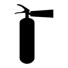 Set of extinguishers icon isolated on white background. Different types of handle extinguishers, water, carbon dioxide, foam, powder and wet chemicals. Silhouette icons, vector illustration.