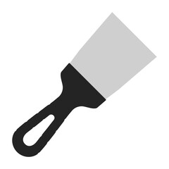 Set of spatula, isolated on a white background. Plaster spatula. Putty Knife. Construction tool. Spackling instrument. Spatula for finishing work. Silhouette black icons, vector illustration.