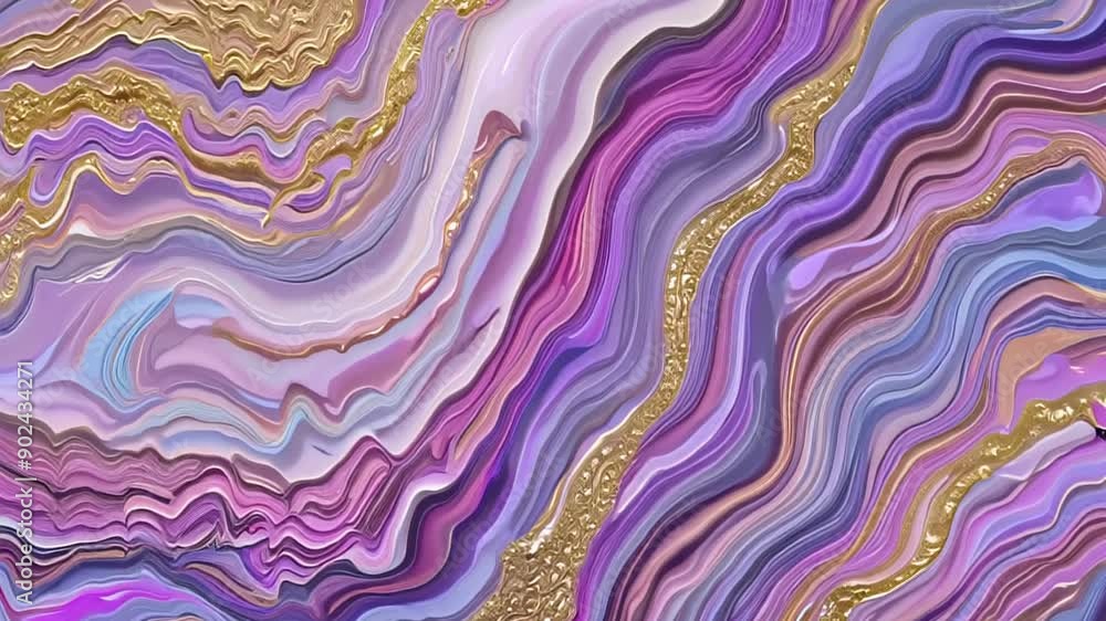 Poster abstract swirls of purple and gold flowing together in a mesmerizing display of artistic expression.