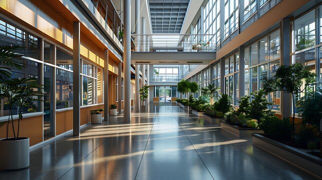 A modern hospital building with clean lines and large windows