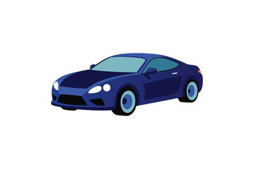 Beautiful glossy big car dark blue vector artwork illustration.