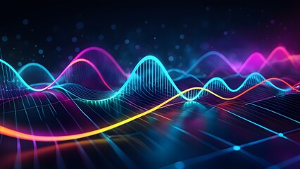 A colorful wave pattern with a blue line in the middle