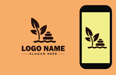 Spa icon Dojo Martial arts academy Karate school flat logo sign symbol editable vector