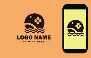 Spa icon Dojo Martial arts academy Karate school flat logo sign symbol editable vector