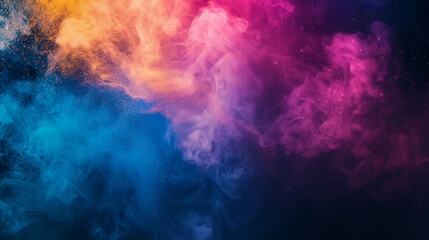Abstract colorful smoke swirling against a dark background