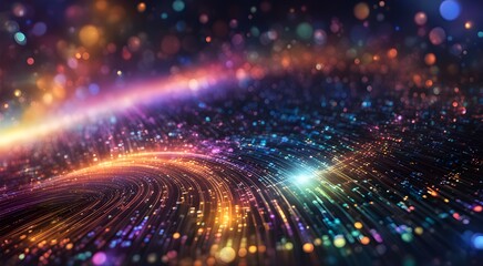 Fototapeta premium A colorful, swirling galaxy of lights and stars