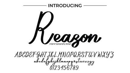 Reason Font Stylish brush painted an uppercase vector letters, alphabet, typeface