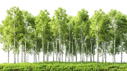 Obraz premium Forest Illustration on White Background: Lush Green Trees and Natural Landscape in a Clean and Simple Design.