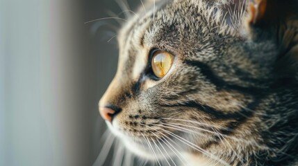 Obraz premium Portrait of a beautiful gray striped cat close up