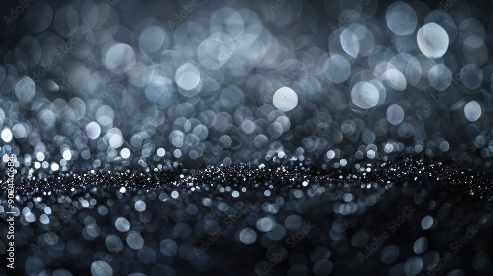 Poster A shimmering abstract background with bluish bokeh lights, creating a dreamy and elegant atmosphere.