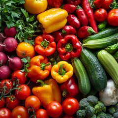 Vibrant Display of Fresh Organic Vegetables in Market