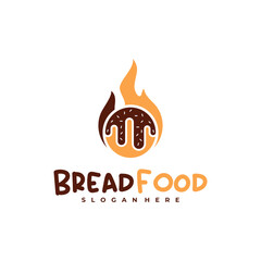 Fire bread logo vector template, Creative hot bread logo design concepts