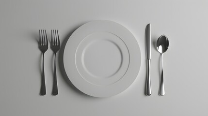 Cutlery and Plate: Cutlery placed around an empty spot on a plate, indicating an invisible gourmet dish.
