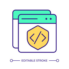 RASP RGB color icon. Software development life cycle. Internet security, api interface. Data protection, vulnerability. Isolated vector illustration. Simple filled line drawing. Editable stroke