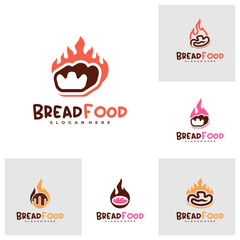 Set of Fire bread logo vector template, Creative hot bread logo design concepts