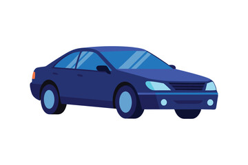 Beautiful glossy big car dark blue vector artwork illustration.