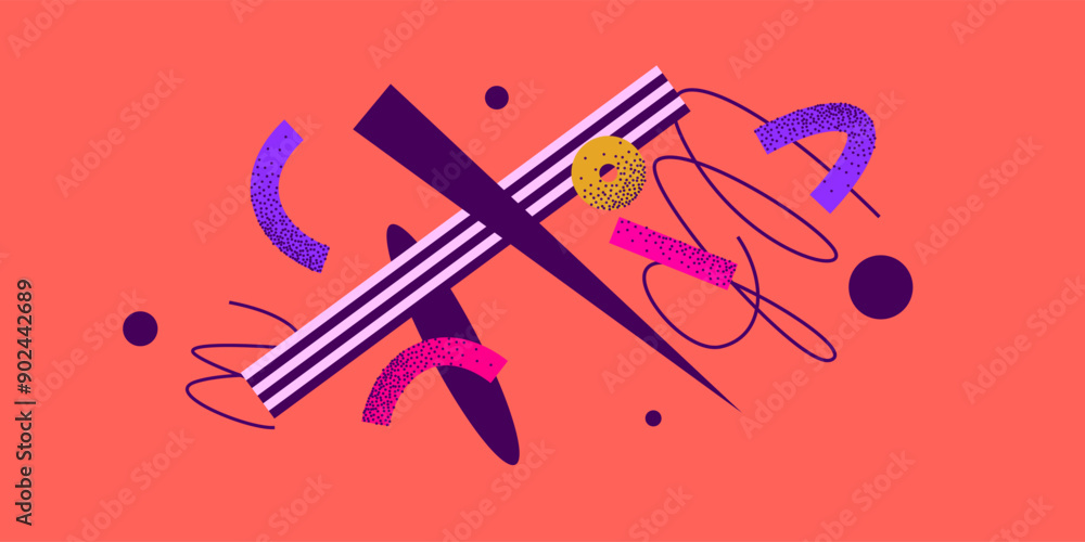 Poster modern geometric composition of various shapes. illustration for design. abstract background in the 