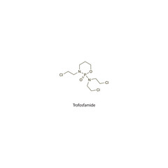 Trofosfamide flat skeletal molecular structure Antineoplastic drug used in cancer treatment. Vector illustration scientific diagram.