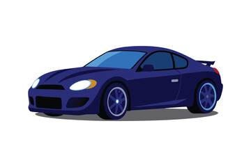 Beautiful glossy big car dark blue vector artwork illustration.