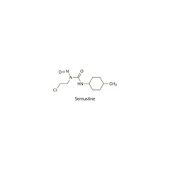 Semustine flat skeletal molecular structure Antineoplastic drug used in cancer treatment. Vector illustration scientific diagram.