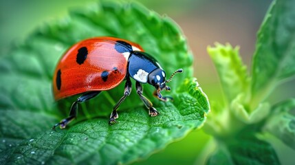Fototapeta premium ladybug on leaf