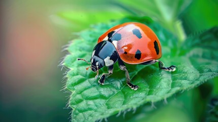 Fototapeta premium ladybug on leaf
