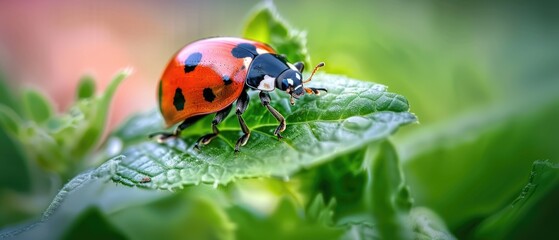 Obraz premium ladybug on leaf