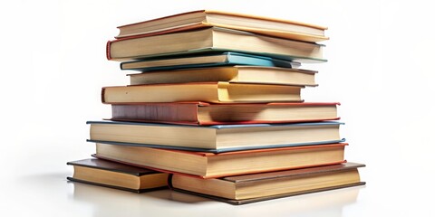 Isolated image of a pile of books on a background, reading, education, knowledge, learning, school, literature, library