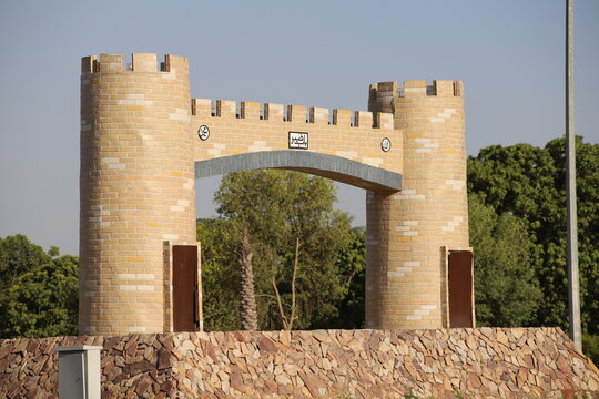 Baab e Khyber a monument situated at the entrance of the Khyber Pass in the Khyber Pakhtunkhwa province of Pakistan. The Backbone of Pakistan Afghanistan trade. Beautiful Footage.