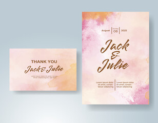 Wedding invitation with abstract watercolor background