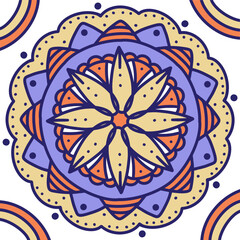 Colorful mandala design with line art