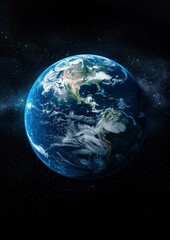 Obraz premium A glowing view of Earth from space, showcasing its beautiful blue tones against the black void. A universal image perfect for Earth Day or global unity themes.