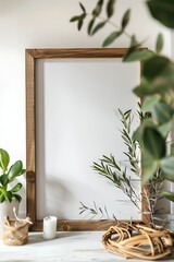 Wooden Frame with Dried Flowers